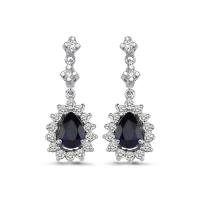 2.46 Karat Pırlantalı Safir Küpe