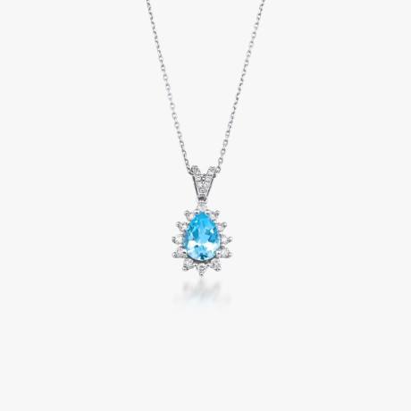 1.70 Karat Blue Topaz Pırlantalı kolye