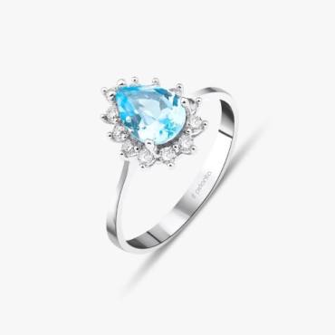 1.65 Karat Blue Topaz Pırlantalı Yüzük